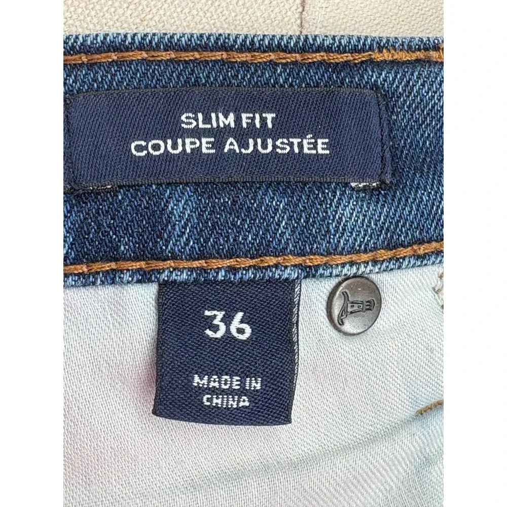 Lands' End Slim Fit Jeans Blue Square Rigger Stretch Denim 36x32